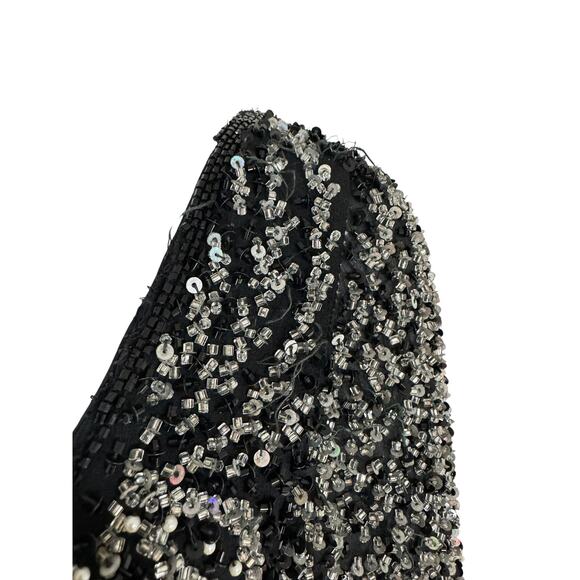 NAEEM KHAN RIAZEE BEADED COUTURE BLACK MINI DRESS - Picture 4 of 11